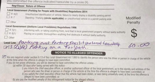 The fine was issued in Byford by the local council for $60. Source: Supplied