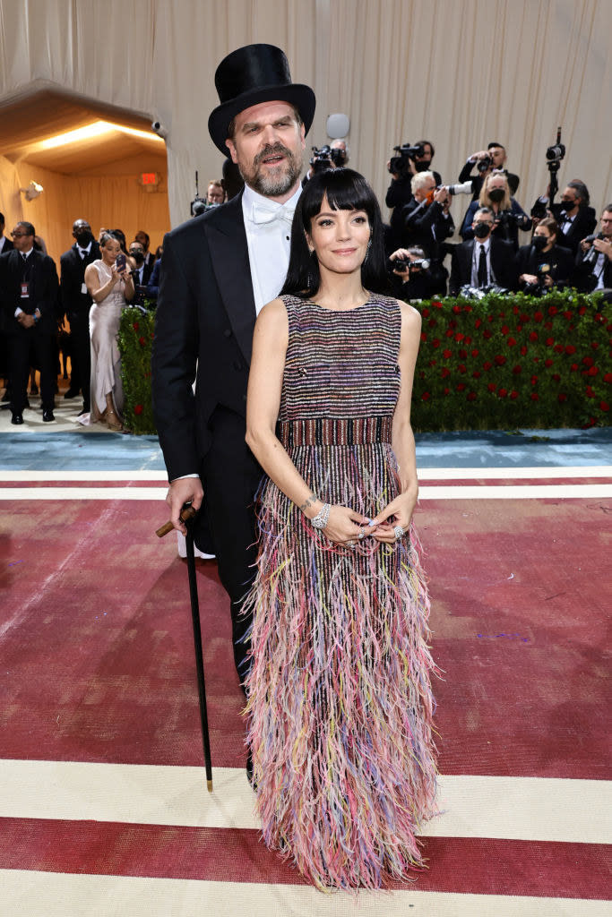 David Harbour and Lily Allen pose together on the red carpet