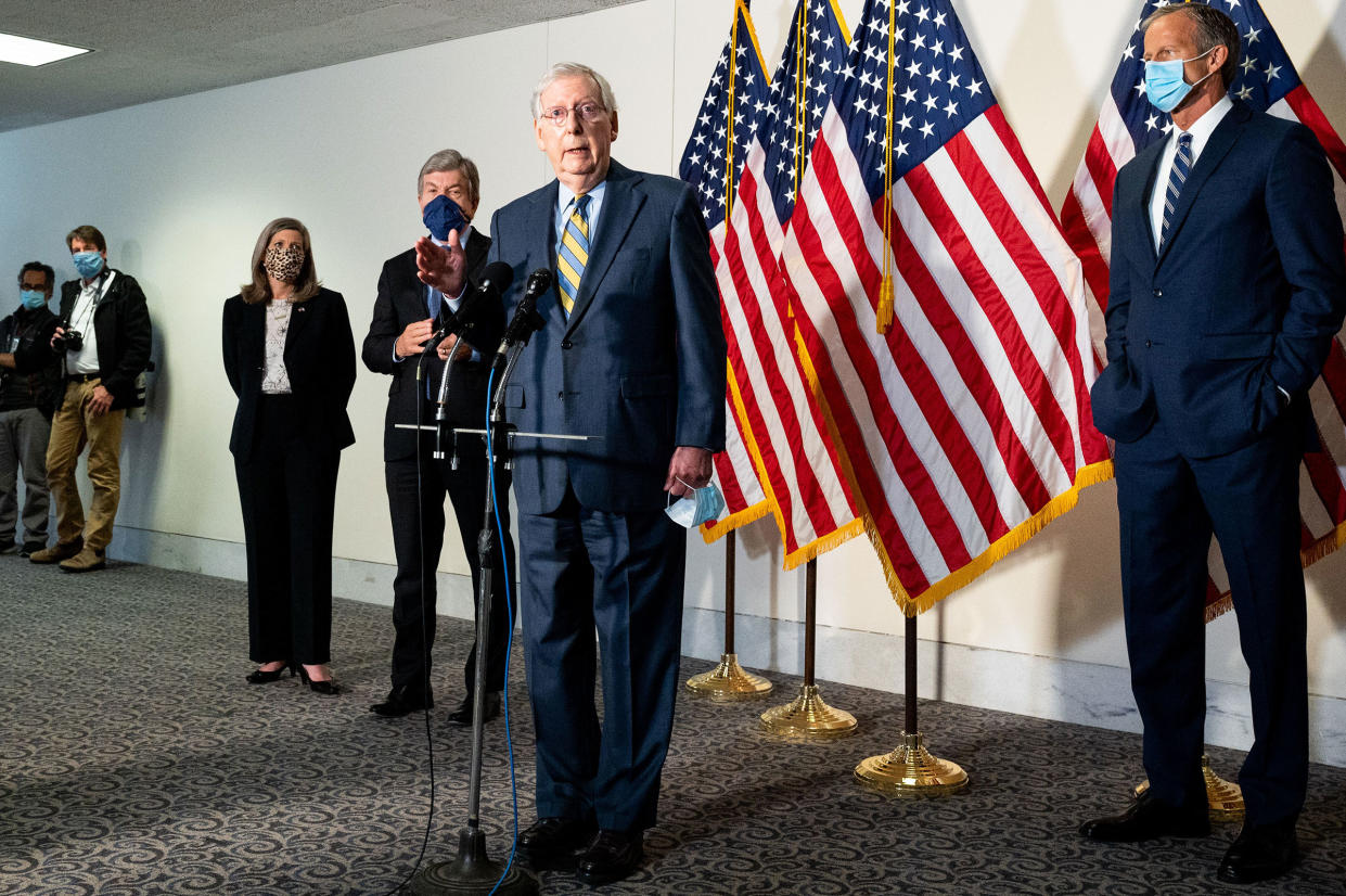 Mitch McConnell at Senate Republican Caucus Leadership Press Conference in Washington, US - 22 Sep 2020