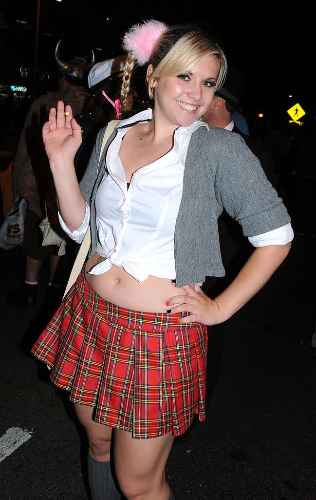 <p>If you went to a Halloween party in 1999, you definitely spotted at least one person dressed in Britney's signature school girl costume, complete with knee-high socks. </p>