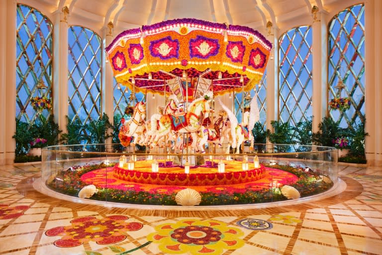 A Ferris wheel made of flowers was one of the centre pieces at the grand opening of a $4 billion mega-resort in Macau