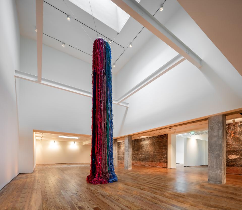 The tower gallery with an installation by Sheila Hicks.