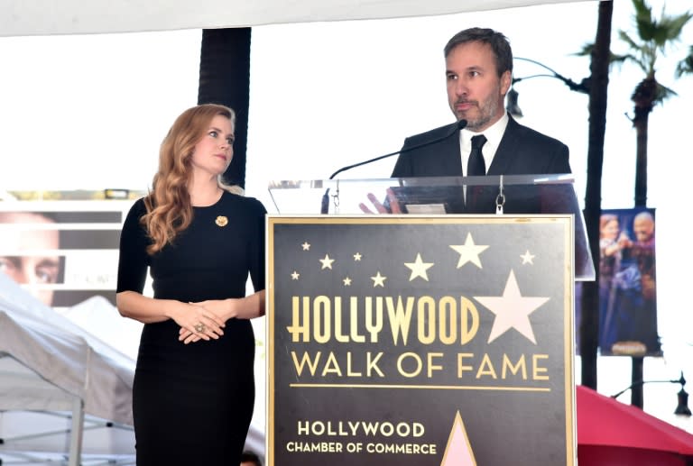 Actress Amy Adams and director Denis Villeneuve attend Adams' star ceremony on the Hollywood Walk of Fame