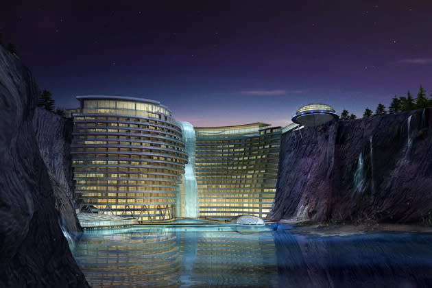 The resort includes extreme sports facilities, visitor centre and a five-star luxury hotel with some levels of the hotel situated under water.