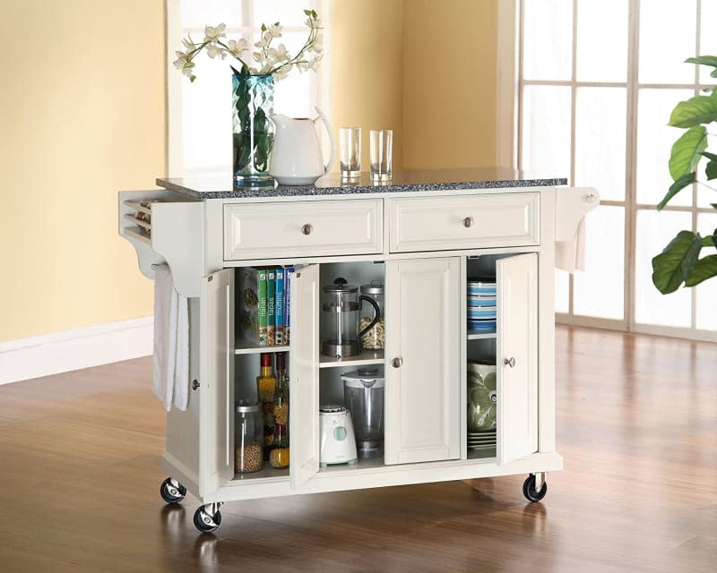 Crosley Kitchen Cart with Solid Gray Granite Top