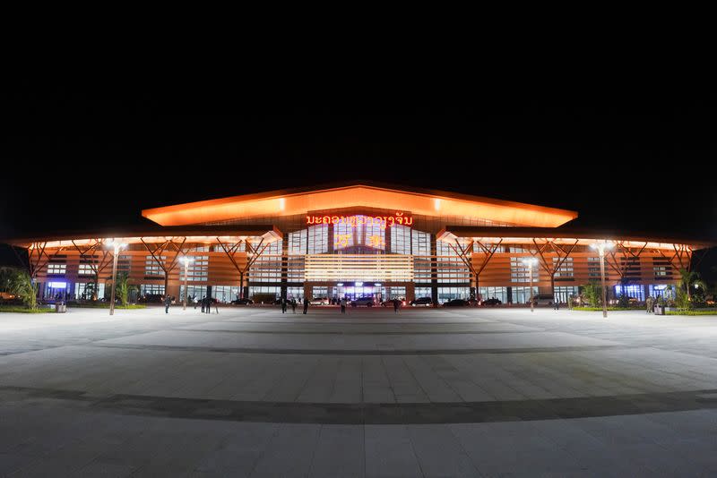 Vientiane train station is seen during the handover ceremony of the high-speed rail project linking the Chinese southwestern city of Kunming with Vientiane