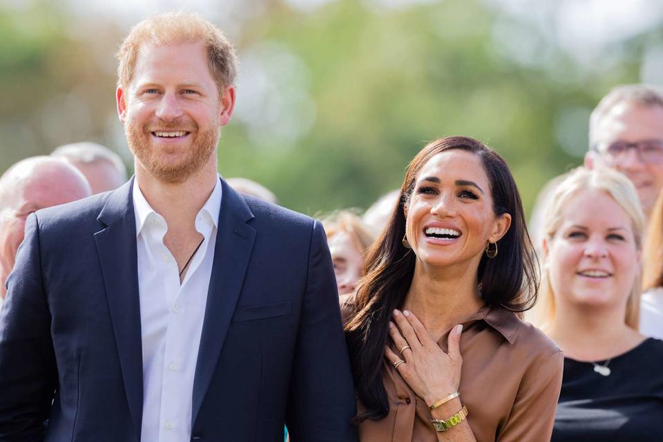 <p>Rolf Vennenbernd/picture alliance via Getty Images</p> Prince Harry and Meghan Markle in Germany on Sept. 14, 2023