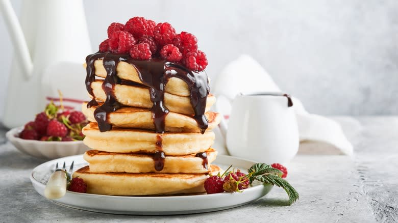 A stack of fluffy pancakes