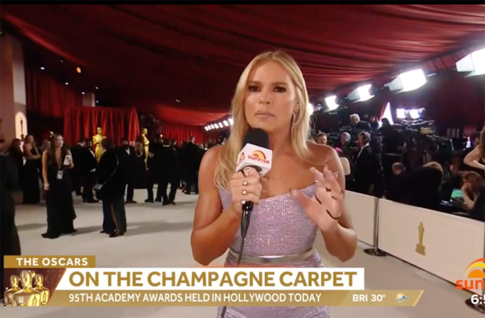 Sonia Kruger on the Oscars 2023 red carpet. 