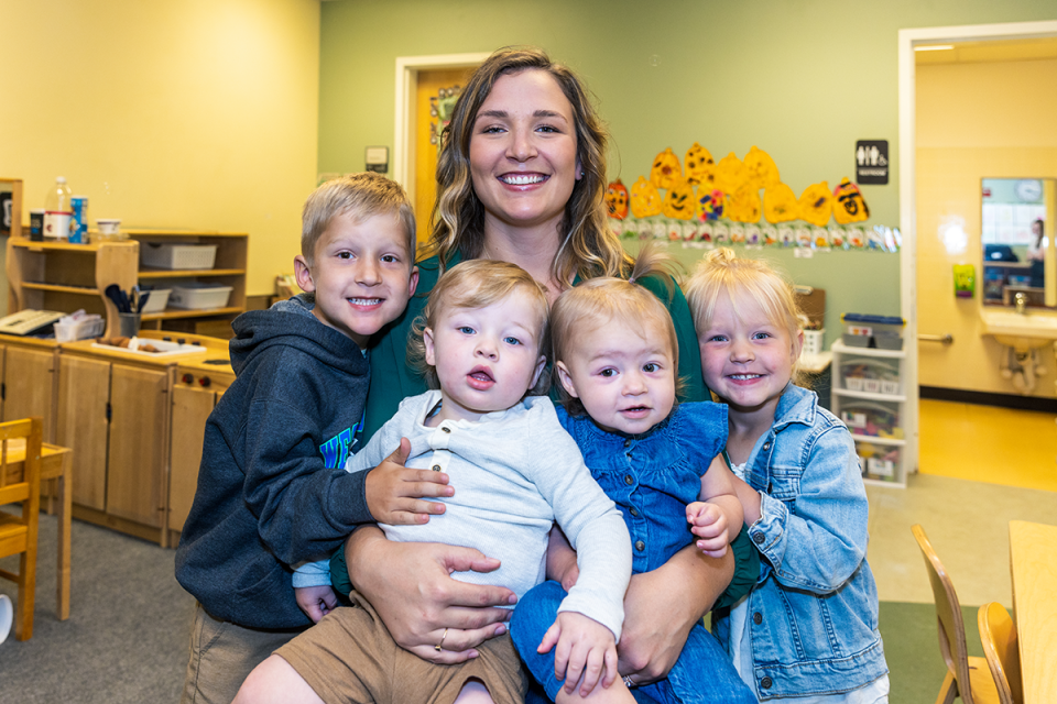 Hanna Klump and her four children at the UWF Educational Research Center for Child Development.