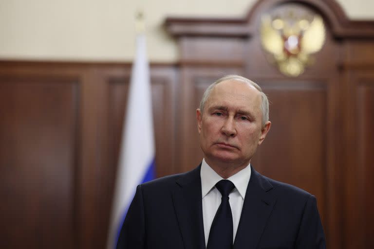 El presidente de Rusia, Vladimir Putin, se dirige a la nación en Moscú el 26 de junio de 2023.