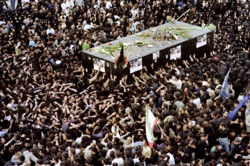 Vast crowds of mourners attended Khomeini's funeral in Tehran in 1989