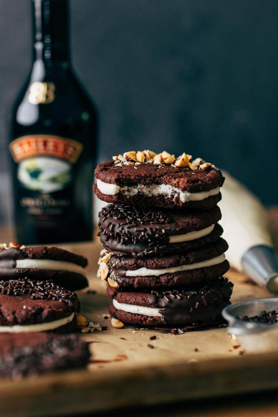 Irish Cream Filled Chocolate Sandwich Cookies