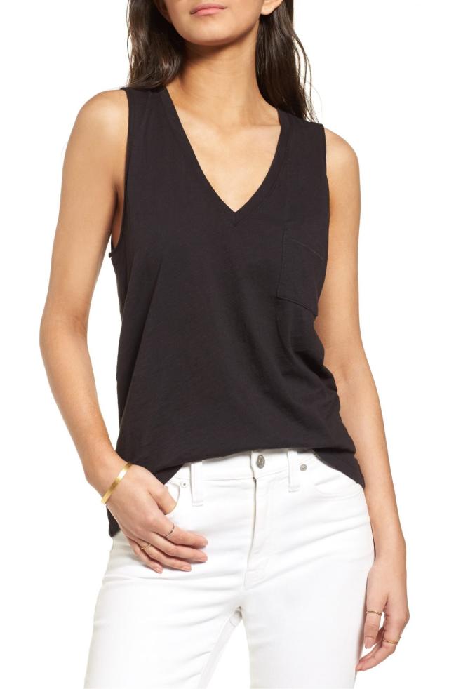 Topshop - Rib Scoop Neck Tank in Grey at Nordstrom