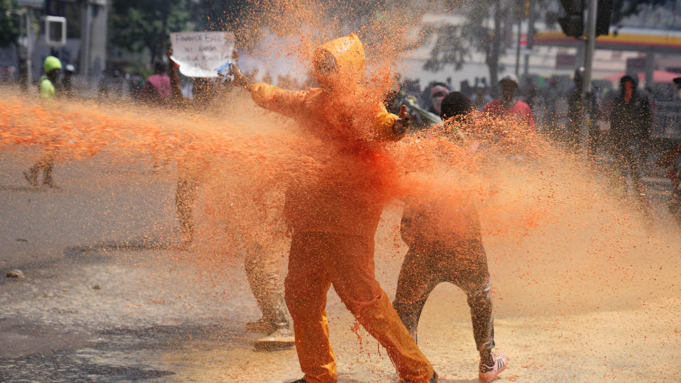 A protester