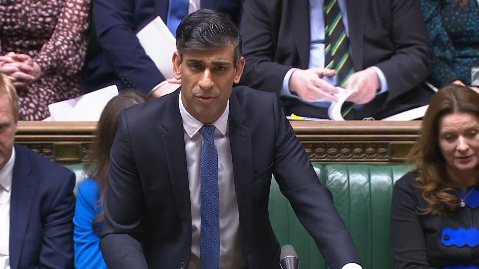 Prime Minister Rishi Sunak speaks during Prime Minister's Questions in the House of Commons, London. Picture date: Wednesday February 21, 2024.