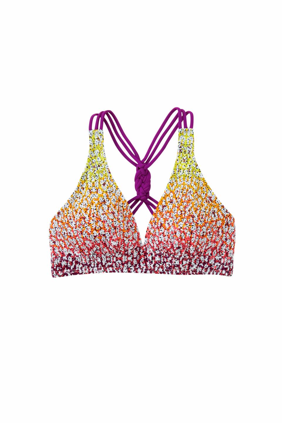 This product image released by Athleta shows a bikini top. Swim separates, including bikini and tankini tops, and brief, bikini and short-style bottoms, were introduced into wide distribution several years ago. They were intended to solve a practical problem when consumers needed a bigger top or bigger bottom, but women have since started using them to make a style statement. (AP Photo/Athleta)