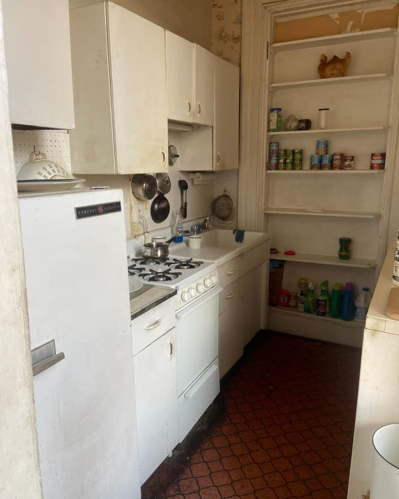 Kitchen with white cabinets