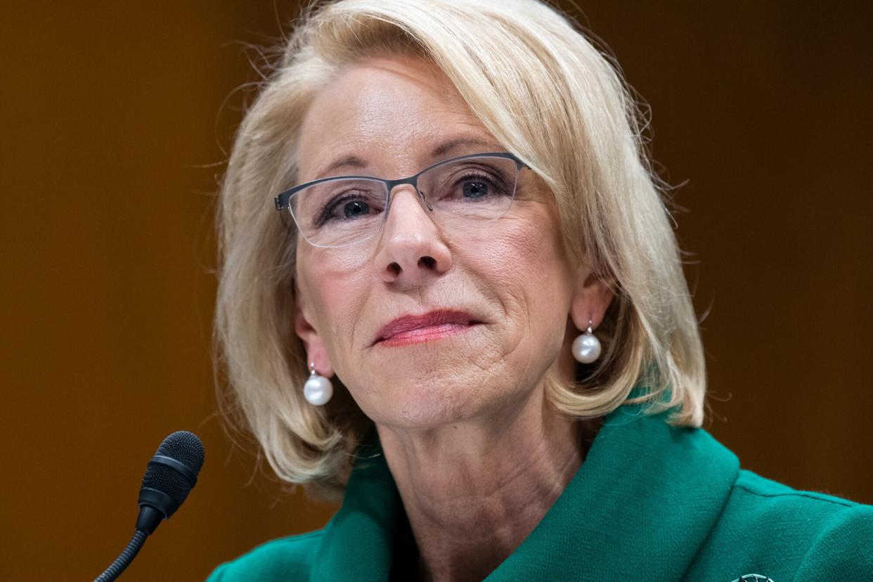 Secretary of Education Betsy DeVos testifies during the Senate Appropriations Labor, Health and Human Services, Education and Related Agencies Subcommittee hearing on the FY2021 budget for the Department of Education in Dirksen Building on Thursday, March 5, 2020.