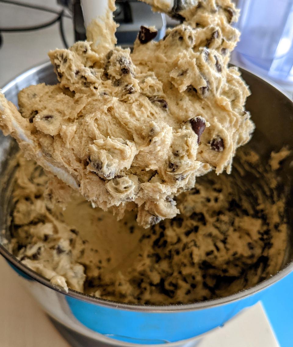 cookie dough in a mixer