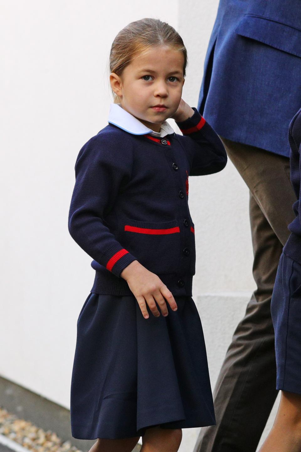 <h1 class="title">Princess Charlotte's First Day Of School</h1><cite class="credit">Aaron Chown/Getty Images</cite>