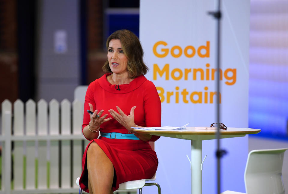 Susanna Reid presents Good Morning Britain live from the Conservative Party annual conference at Manchester Central convention complex. Picture date: Tuesday October 3, 2023. (Photo by Peter Byrne/PA Images via Getty Images)