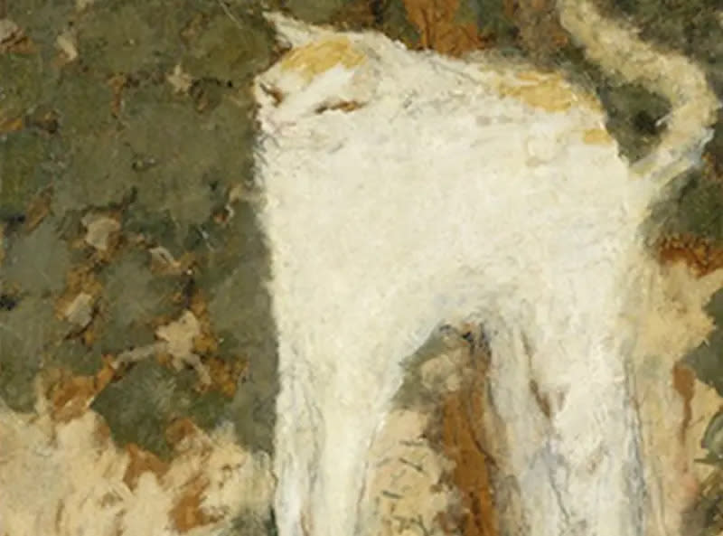 ▲近日一名日本飼主竟驚覺自家愛貓就是19世紀末名畫《白貓》的真貓版，毛孩弓背時的怪異身體比例竟與畫作中的白貓一模一樣。（圖／翻攝自X）
