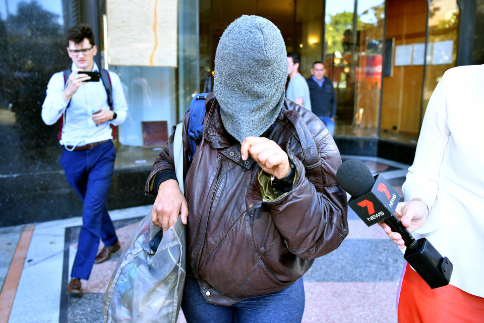 Pictured is one of the sisters, Liana Bobolas leaves the Downing Centre Local Court in Sydney, Tuesday, October 22, 2019.  Source: AAP Image. 