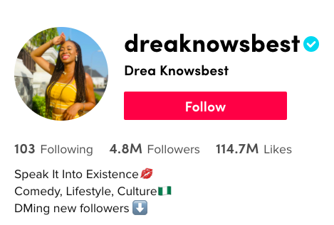 Drea Okeke has millions of followers on TikTok, but that fanbase hasn't translated equally onto other platforms.