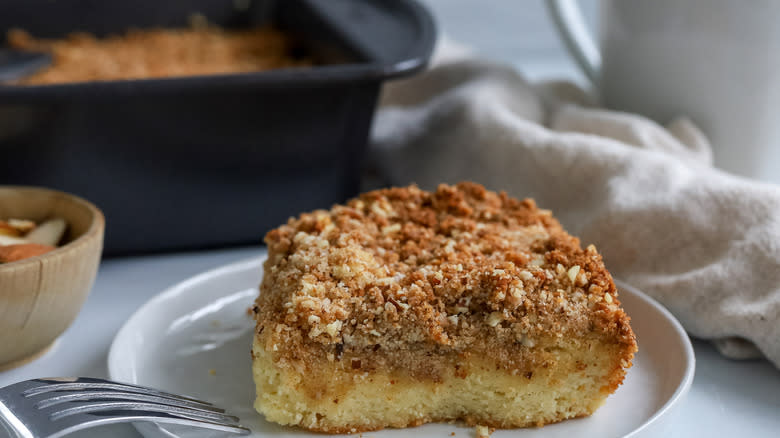 slice of coffee cake on plate