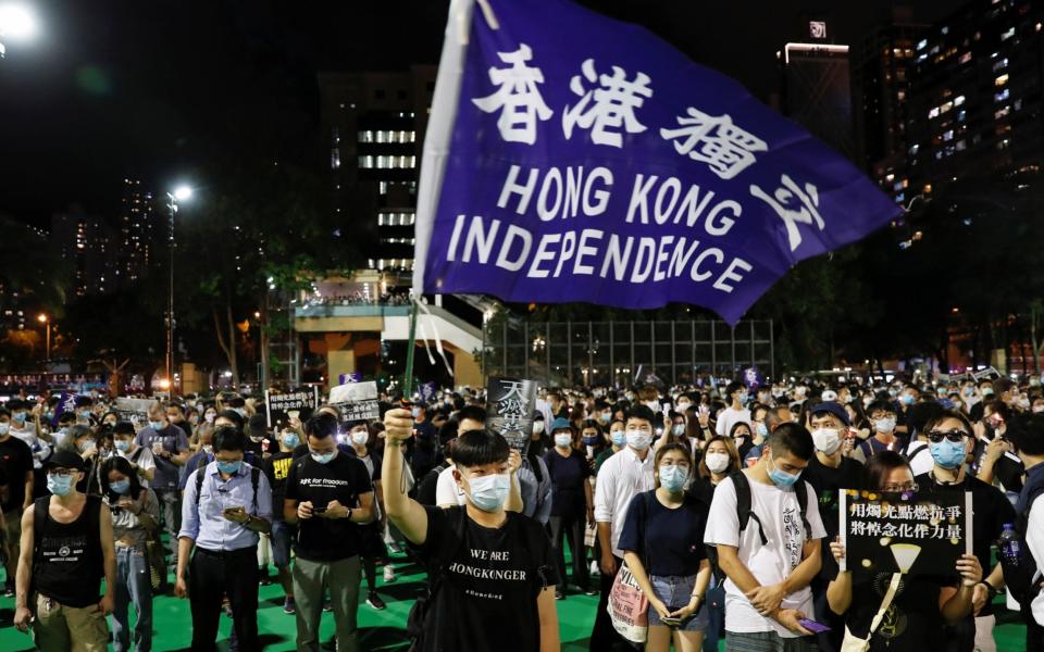Pro-independence protesters in Hong Kong on Wednesday