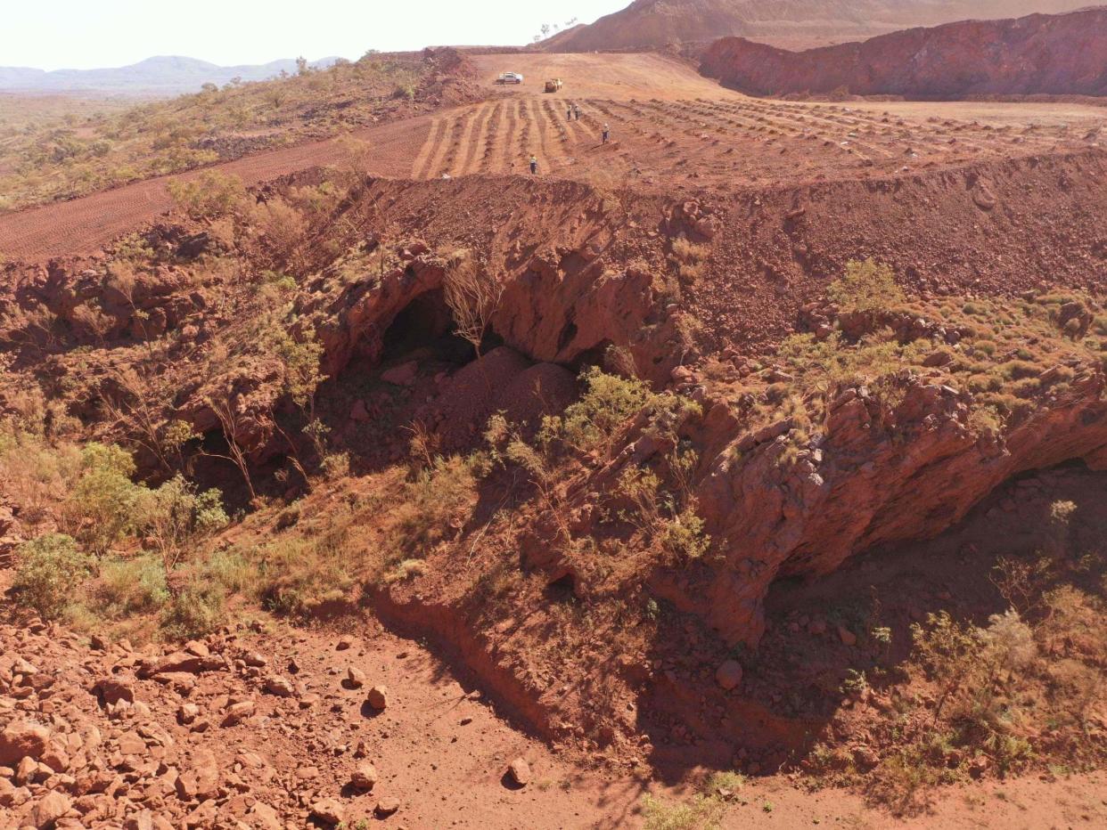 Juukan Gorge in Western Australia -- one of the earliest known sites occupied by Aboriginals in Australia. Anglo-Australian mining giant Rio Tinto admitted damaging ancient Aboriginal rock shelters in the remote Pilbara region: PKKP Aboriginal Corporation/AFP