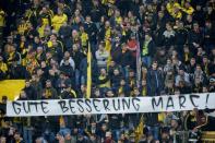 Borussia Dortmund fans held a banner reading "Get well Marc" during their Champions League quarter-final match with Monaco in western Germany, on April 12, 2017