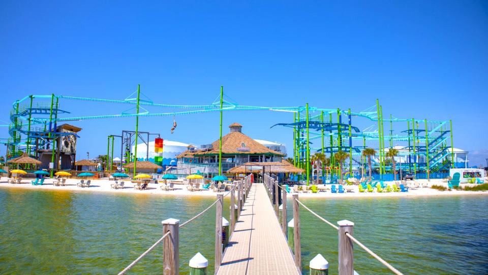 Laguna's Beach Bar + Grill welcomed the largest zip line in Northwest Florida this month overlooking the Santa Rosa Sound.