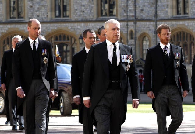 The Duke of Cambridge, left, and The Duke of Sussex, right, at Windsor Castle, Berkshire