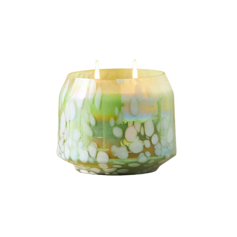 Candle in a green jar