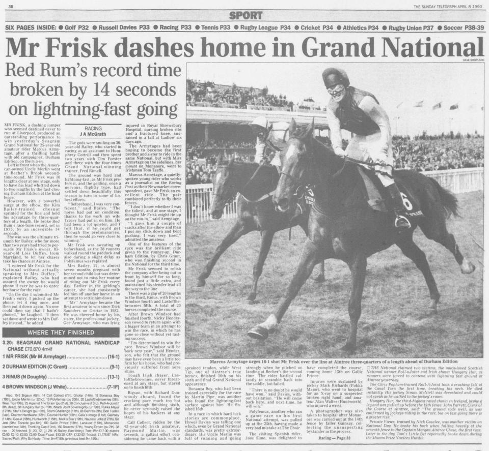The Telegraph's report of Mr Frisk's victory