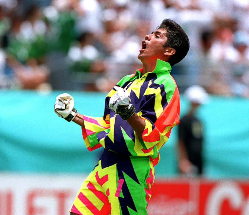 The Mexico shot-stopper renowned for his dazzling shirts and prowess as a striker still cant believe FIFA banned goalkeepers from playing outfield