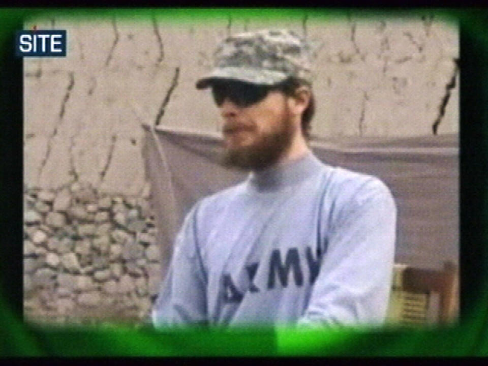 This image made from video released Wednesday April 7, 2010 by the Taliban via the Site Intelligence Group shows U.S. soldier Pfc. Bowe Bergdahl. In the video, Bergdahl, captured in Afghanistan in June 2009, says he wants to return to his family in Idaho and that the war in Afghanistan is not worth the number of lives that have been lost or wasted in prison. It is the first he has been seen since the Taliban released a video of him on Christmas Day. (AP Photo/Site Intelligence Group)