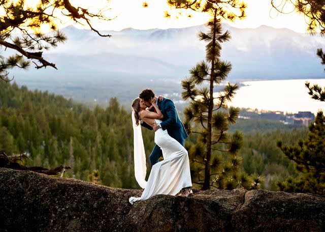 <p>Brink Media Company</p> Matthew Atkinson and Brytnee Ratledge at their Nov. 8 wedding at Tahoe Blue Estate