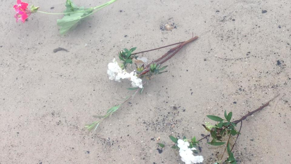 Locals paid tribute to the slain infant. Picture: Greg Stolz