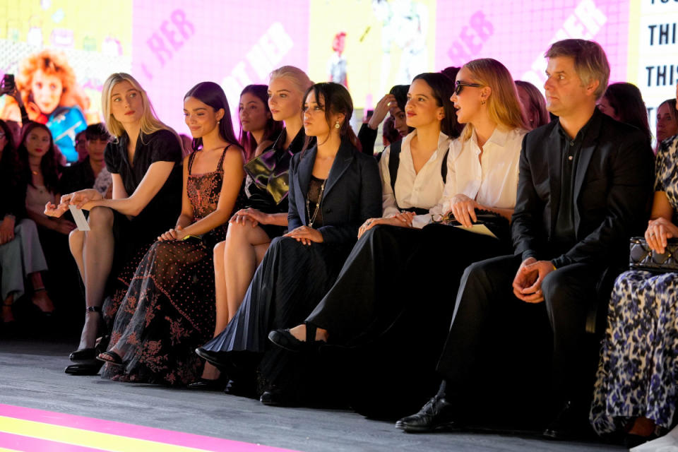 Elizabeth Debicki, Rachel Zegler, Anya Taylor-Joy, Jenna Ortega, Rosalía and Jennifer Lawrence at Christian Dior Ready To Wear Spring 2024 held at the Jardin des Tuileries on September 26, 2023 in Paris, France. (Photo by Swan Gallet/WWD via Getty Images)<p>WWD/Getty Images</p>