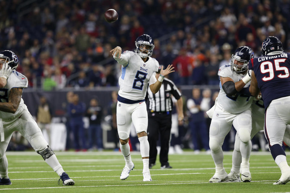 Marcus Mariota nearly made NFL history on Monday, but would likely trade his big passing day for a win. (Getty)