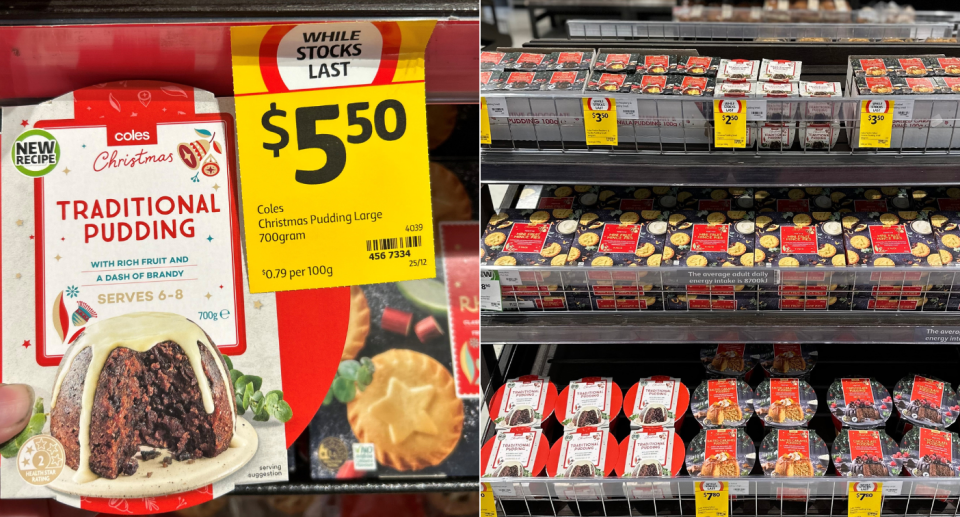 Coles Christmas products on supermarket shelves