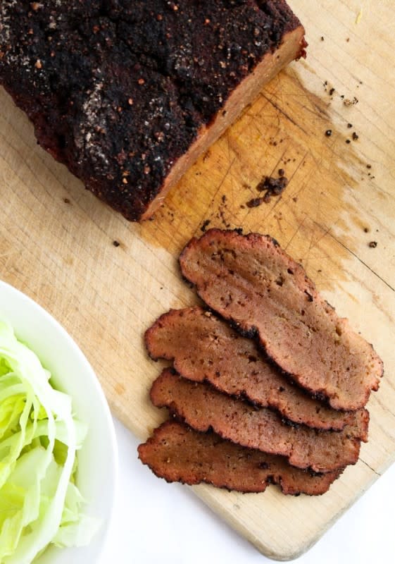 <p>Plant Power Couple</p><p>Flavorful and meaty vegan corned beef made with seitan in the slow cooker!</p><p><strong>Get the recipe: <a href="https://www.plantpowercouple.com/recipes/slow-cooker-vegan-corned-beef/" rel="nofollow noopener" target="_blank" data-ylk="slk:Slow Cooker Vegan Corned Beef;elm:context_link;itc:0;sec:content-canvas" class="link rapid-noclick-resp">Slow Cooker Vegan Corned Beef</a></strong></p>