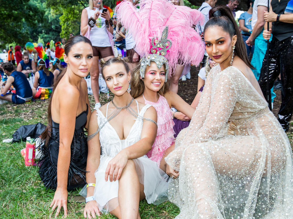 SYDNEY, AUSTRALIA - MARCH 02: Neighbours cast dance away on their own Ramsay street float during the 2019 Sydney Gay & Lesbian Mardi Gras Parade on March 02, 2019 in Sydney, Australia. The Sydney Mardi Gras parade began in 1978 as a march and commemoration of the 1969 Stonewall Riots of New York. It is an annual event promoting awareness of gay, lesbian, bisexual and transgender issues and themes. (El Pics/ Getty Images)