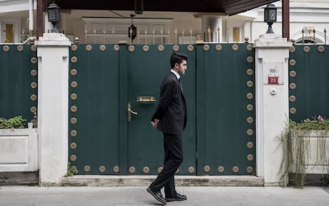 A consulate security guard walks in front of the entrance of Saudi Arabia's Consul-General's residence amid a growing international backlash to the disappearance of journalist Jamal Khashoggi on October 16, 2018 in Istanbul - Credit:  Chris McGrath/ Getty Images Europe