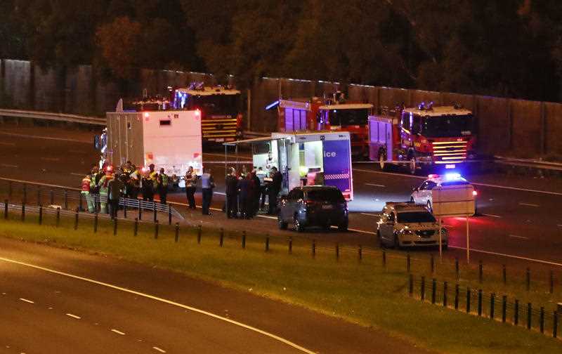 Emergency services respond to a collision near the Chandler Highway in the suburb of Kew.