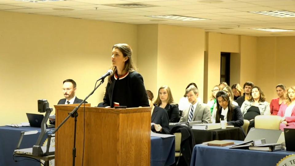 PHOTO: Whitney Hermandorfer of the Tennessee Attorney General's Office speaks during the Nicole Blackmon et al. v. State of Tennessee case, April 4, 2024, in Nashville, Tenn. (Tennessee Supreme Court/YouTube)