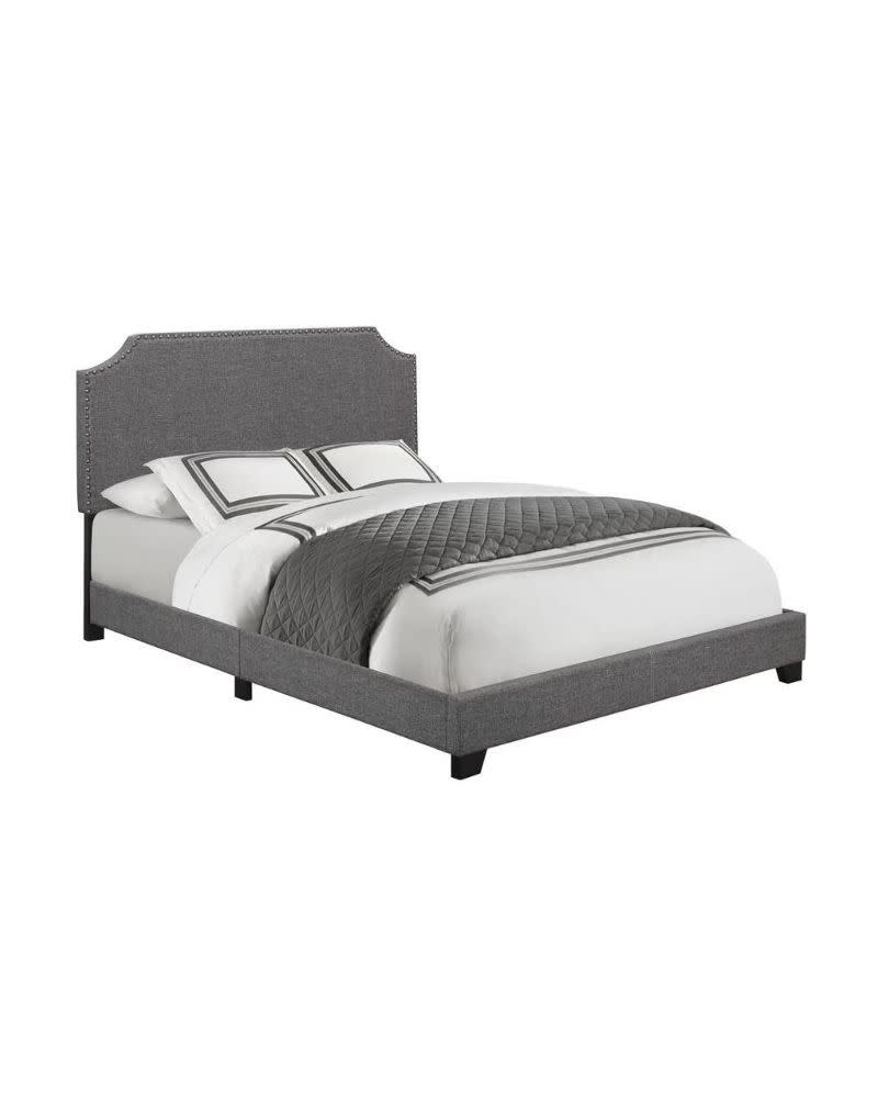 10) Gray Clipped Corner Upholstered Queen Bed